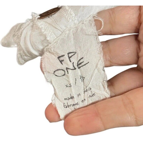 Free People Byzantina Solid Mini Dress Lace Raw Frayed Hem Back Side Cutouts XS - Picture 9 of 16